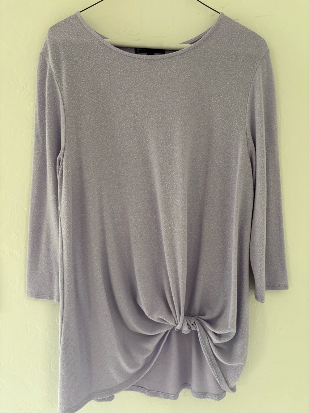 Gibson Lavender Knot-Front Long Sleeve Top